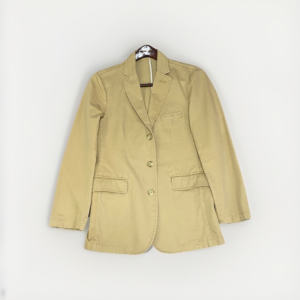 J Crew Mens‎ S Unstructured Cotton Blazer Khaki Sport Coat Preppy Y2K Academia